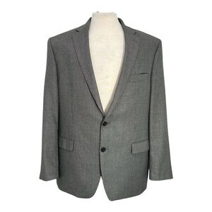 Lauren Ralph Lauren Mens Grey Houndstooth Classic Sport Coat Jacket 44R